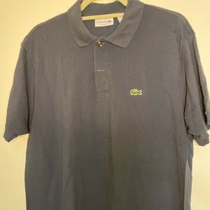 LACOSTE Dark Gray Short Sleeve Croc Gator  Polo